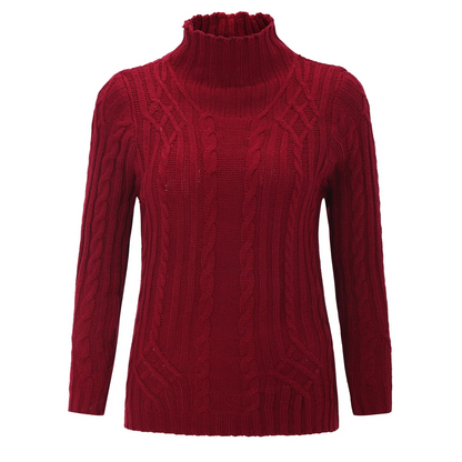 Jersey de cuello alto de punto trenzado suave para mujer | Ideal para otoño/invierno