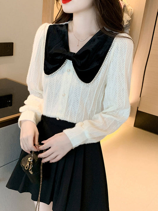 Natalie Paneled Lace Balloon Sleeve Shirt