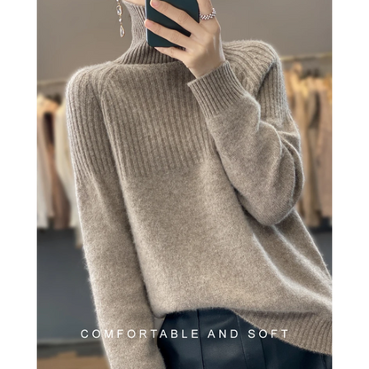 Suéter de cuello alto acanalado para mujer | Ideal para otoño/invierno