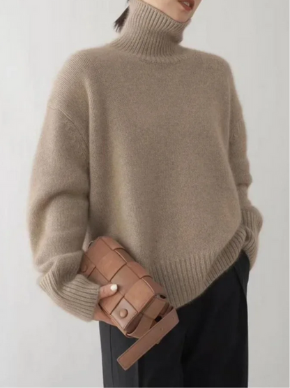 Jersey informal de punto suave con cuello alto para mujer | Ideal para otoño/invierno