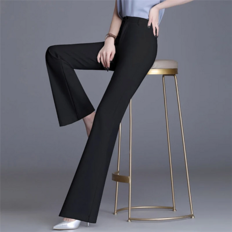 Women's Elegant Tight Fit High Waisted Flared Trousers | Ideal for All Seasons