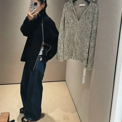 Jersey informal de cuello alto para mujer con cremallera lateral | Ideal para otoño/invierno