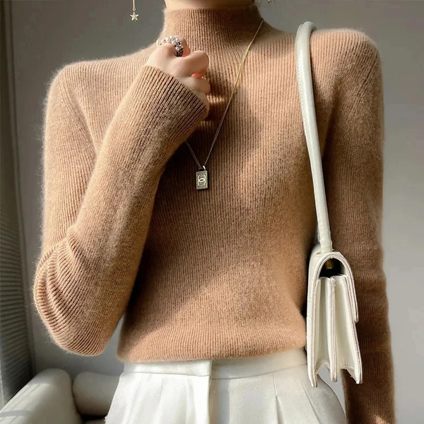 Jersey de cuello alto ajustado y grueso para mujer | Ideal para otoño/invierno