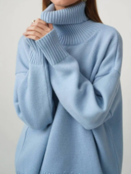 Jersey de punto de cuello alto extragrande para mujer | Ideal para otoño/invierno