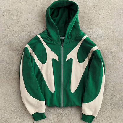 Devil Print Zip Up Hoodie
