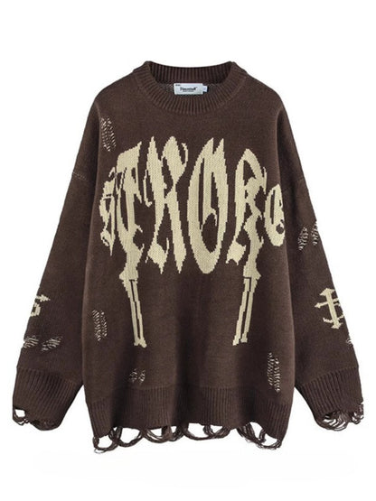 Gothic Distressed Unisex Knit Sweater