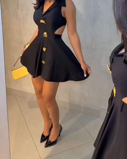 Waist Hollow Mini Dress
