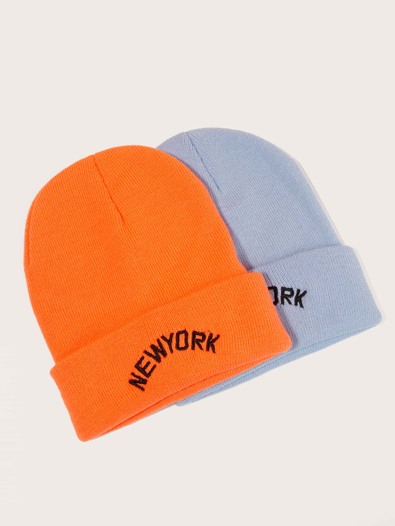 2pcs Women Letter Embroidery Beanie for Women