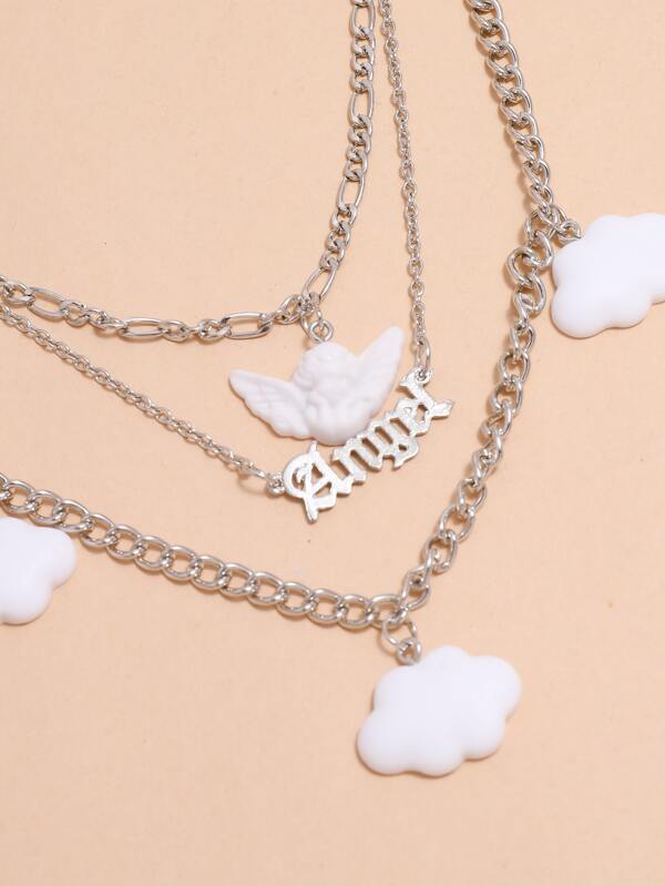 Angel Charm Layered Necklace for Women