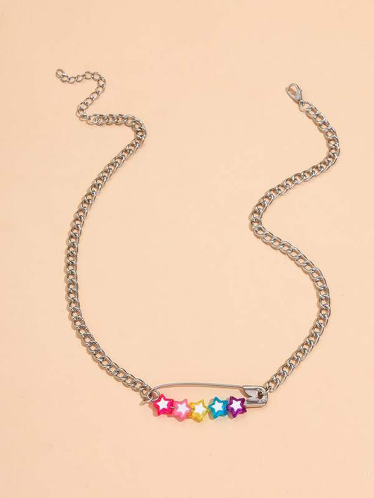 Safety Pin Decor Chain Necklace for Women