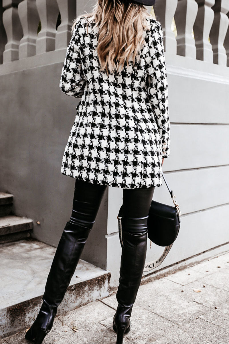 Fashion Street Plaid Turn-back Collar Outerwear(5 Colors)