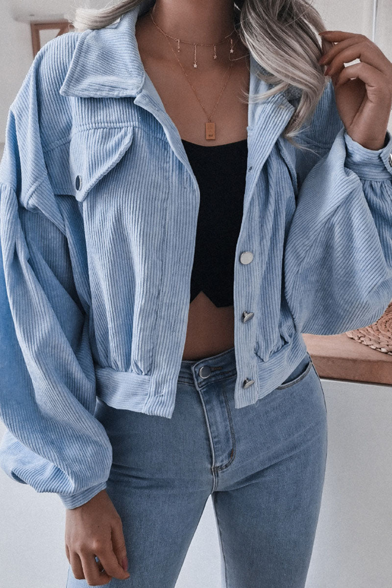Prendas de abrigo casuales de moda con cuello vuelto liso