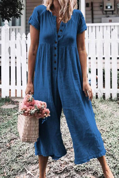 Monos rectos de cuello redondo lisos casuales de moda