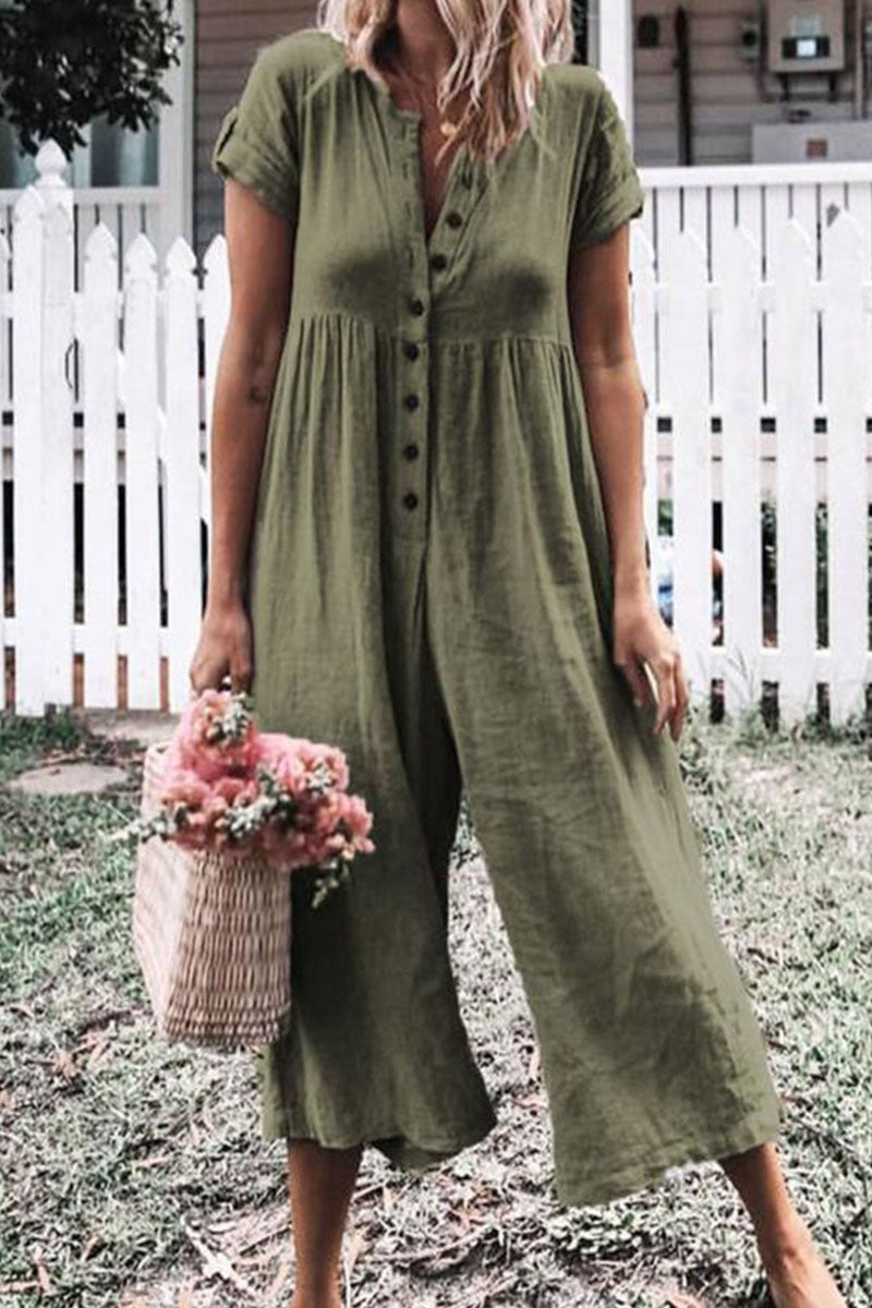 Monos rectos de cuello redondo lisos casuales de moda