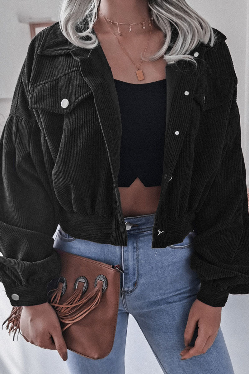 Prendas de abrigo casuales de moda con cuello vuelto liso