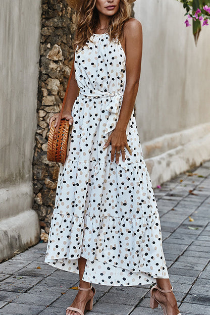 Fashion Street Dot O Neck Printed Dress Dresses(5 Colors)