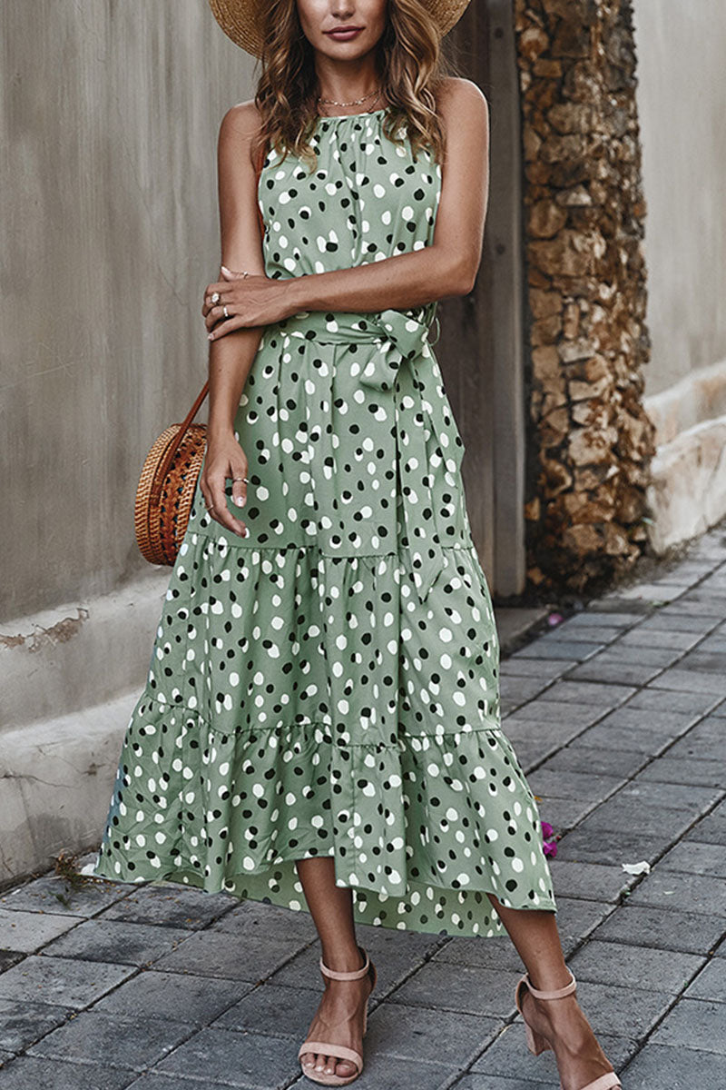 Fashion Street Dot O Neck Printed Dress Dresses(5 Colors)