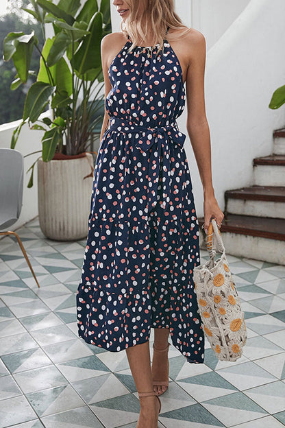 Fashion Street Dot O Neck Printed Dress Dresses(5 Colors)