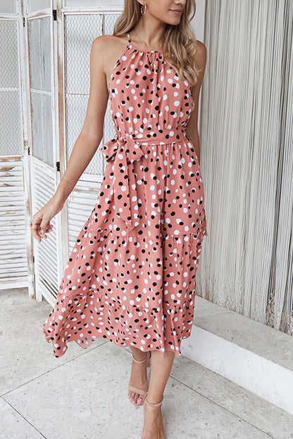 Fashion Street Dot O Neck Printed Dress Dresses(5 Colors)