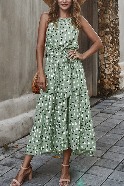 Fashion Street Dot O Neck Printed Dress Dresses(5 Colors)