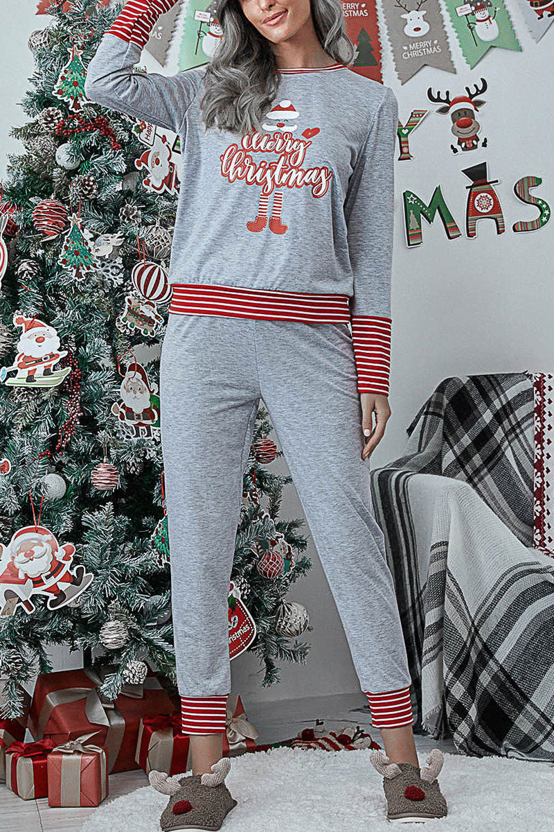 Fashion Living Print Patchwork O Neck Two Pieces(5 Colors)