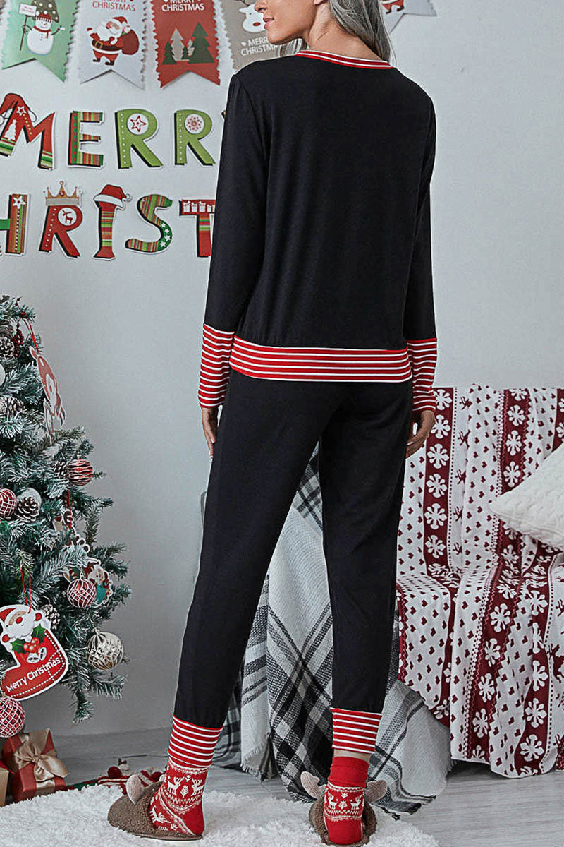 Fashion Living Print Patchwork O Neck Two Pieces(5 Colors)