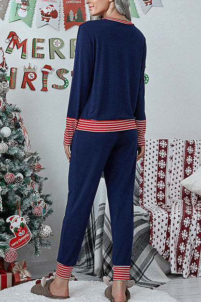 Fashion Living Print Patchwork O Neck Two Pieces(5 Colors)