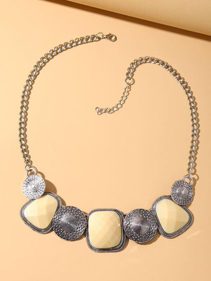 Textured Metal Decor Necklace for Women