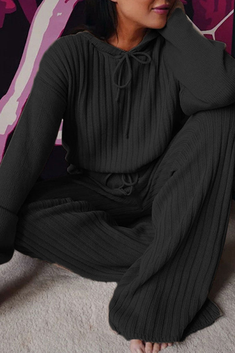 Conjunto de dos piezas con capucha y manga larga (8 colores)