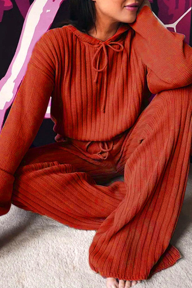 Conjunto de dos piezas con capucha y manga larga (8 colores)