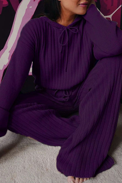 Conjunto de dos piezas con capucha y manga larga (8 colores)