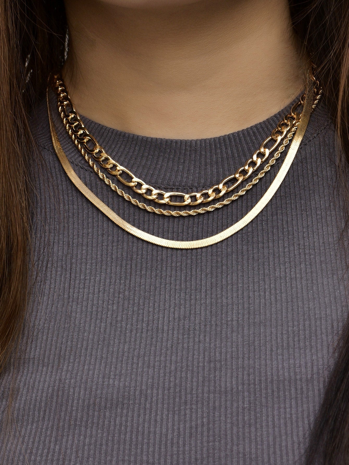 3pcs Metal Chain Necklace for Women
