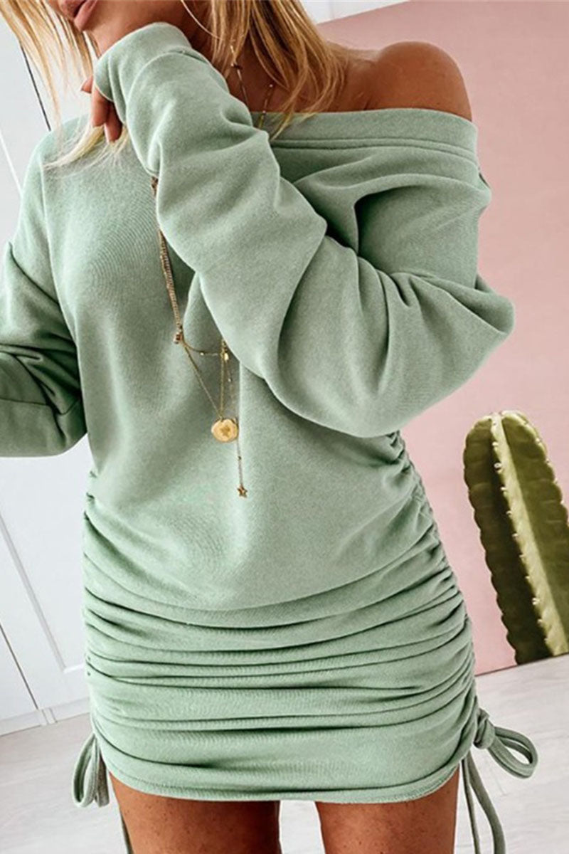 Vestidos de falda tubo con cuello redondo y frenillo de patchwork liso de calle (6 colores)