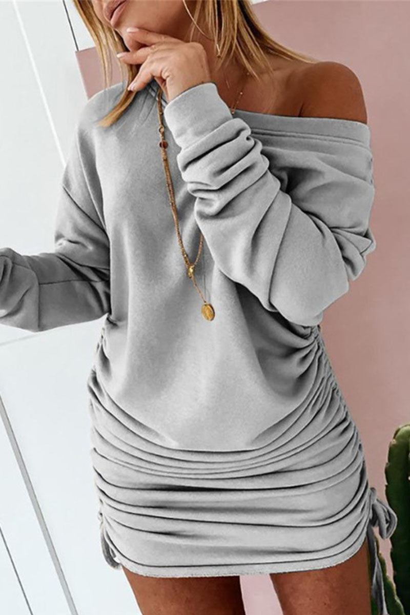 Vestidos de falda tubo con cuello redondo y frenillo de patchwork liso de calle (6 colores)