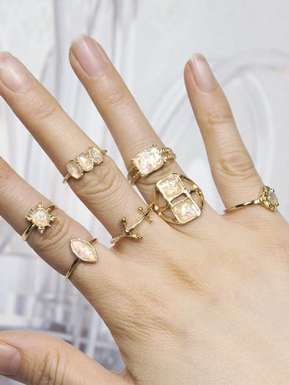 7pcs Gemstone Decor Ring for Women