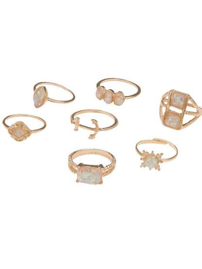 7pcs Gemstone Decor Ring for Women