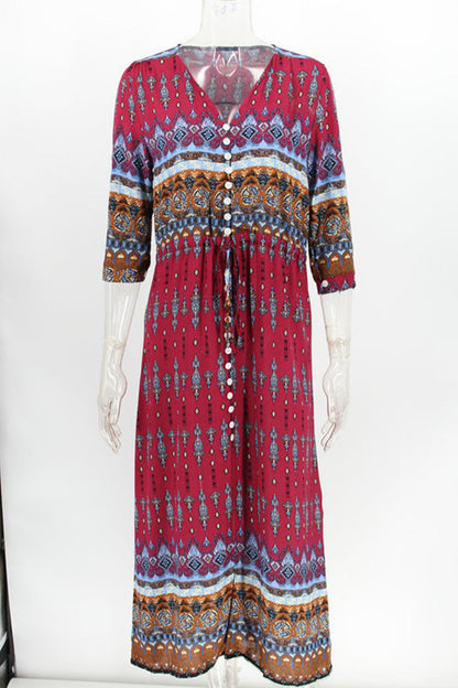 Vestidos estampados de moda urbana con cuello en V y patchwork (4 colores)