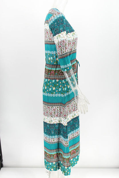 Vestidos estampados de moda urbana con cuello en V y patchwork (4 colores)