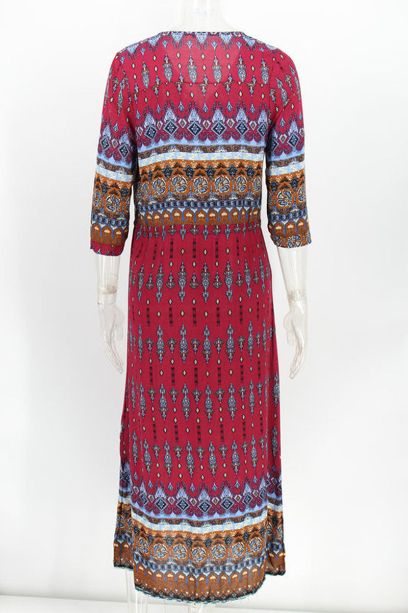 Vestidos estampados de moda urbana con cuello en V y patchwork (4 colores)