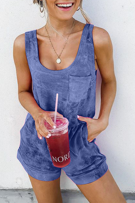 Casual Gradual Change Tie-dye U Neck Regular Jumpsuits(5 Colors)