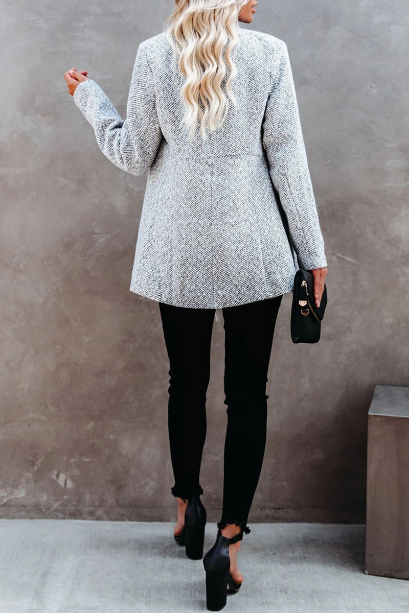 Prendas de abrigo informales de cuello mandarín con parches sólidos