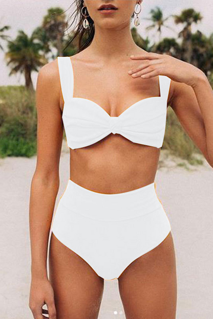Trajes de baño sexys de un solo color con espalda descubierta y pliegues (4 colores)