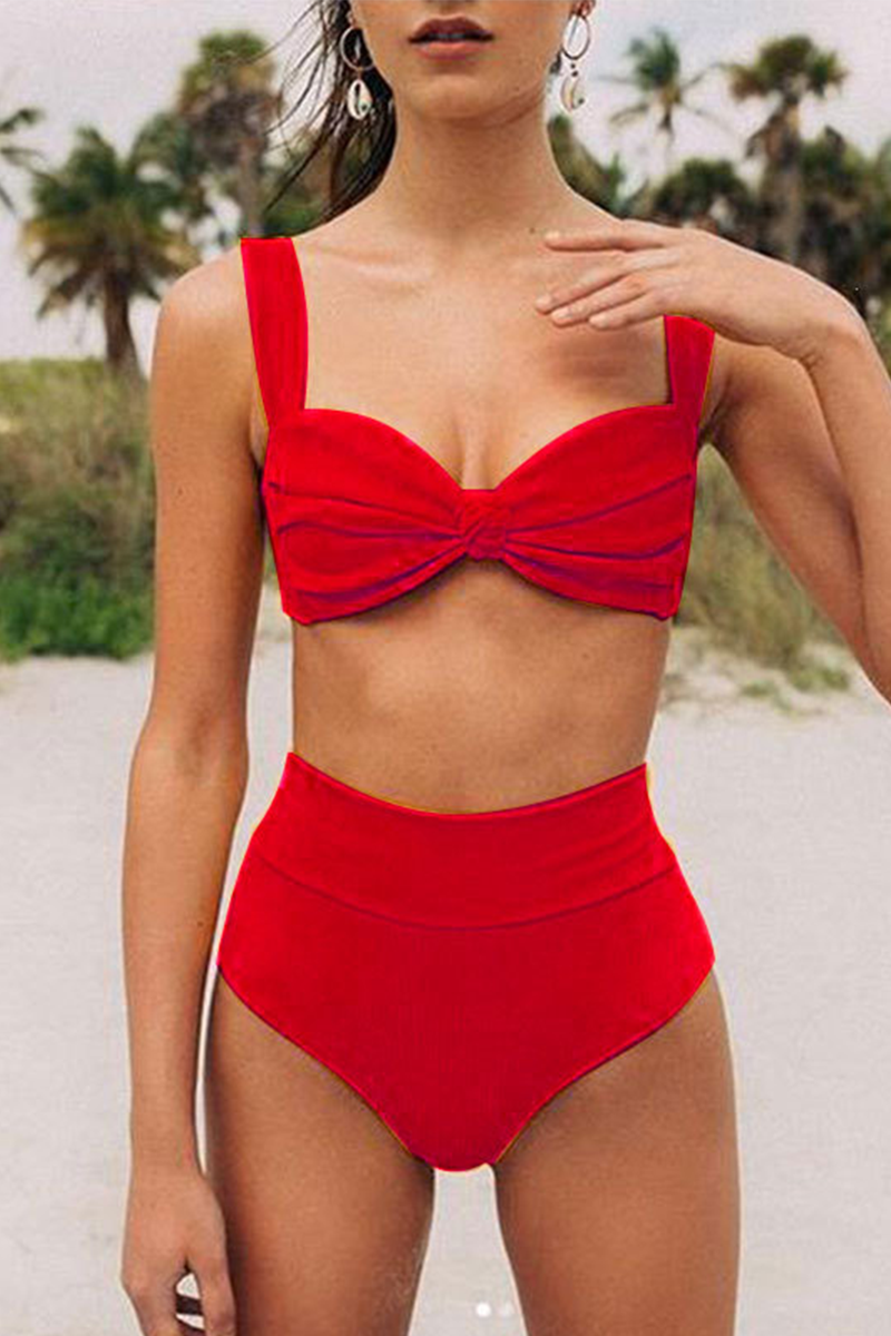 Trajes de baño sexys de un solo color con espalda descubierta y pliegues (4 colores)