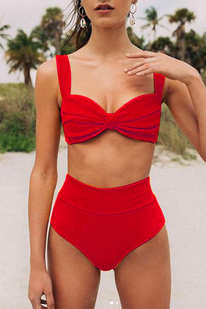 Trajes de baño sexys de un solo color con espalda descubierta y pliegues (4 colores)