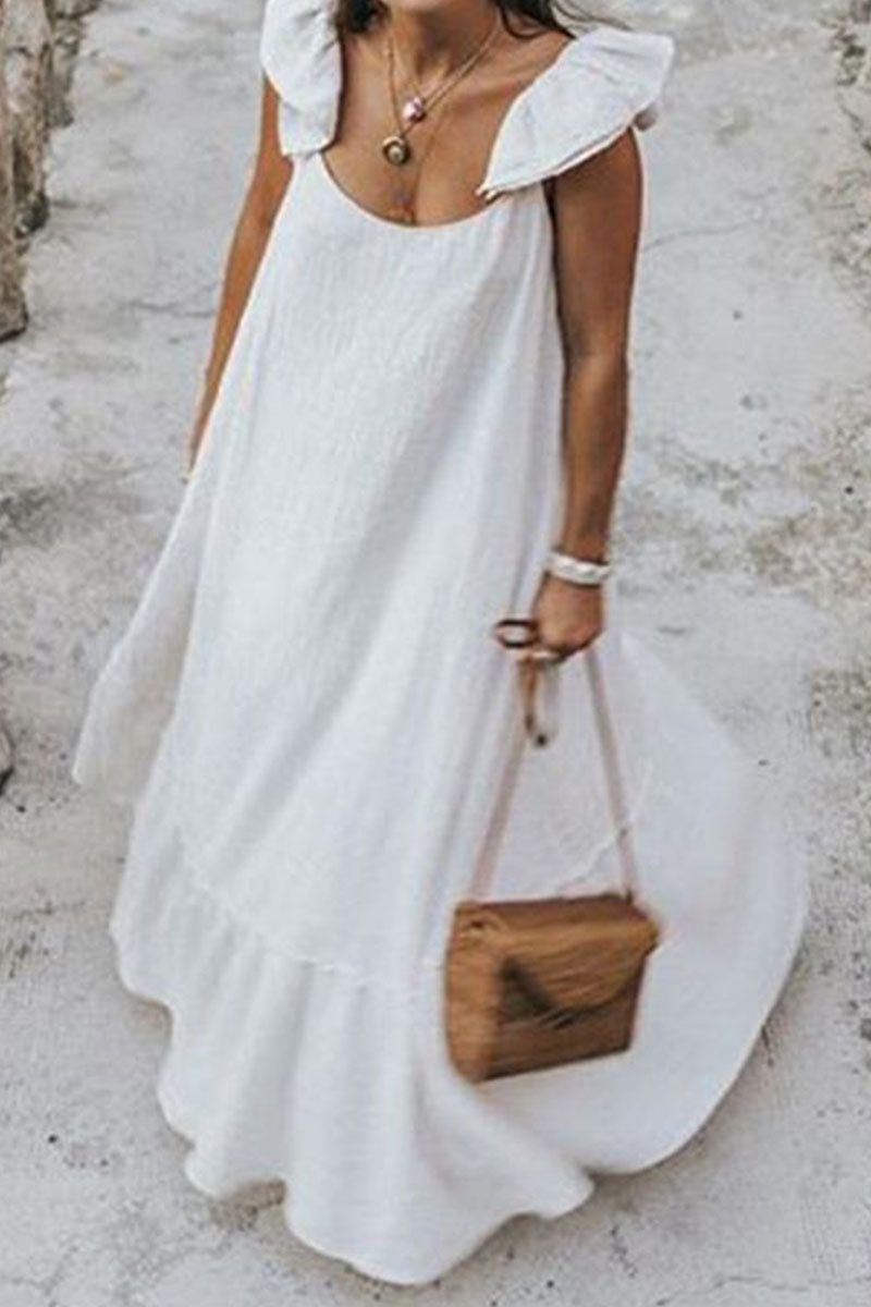 Fashion Street Solid O Neck Sleeveless Dresses