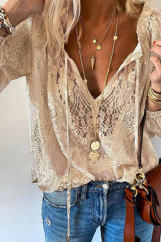 Blusas elegantes de moda con cuello en V y parches lisos (4 colores)