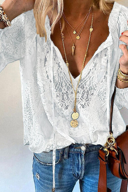 Blusas elegantes de moda con cuello en V y parches lisos (4 colores)