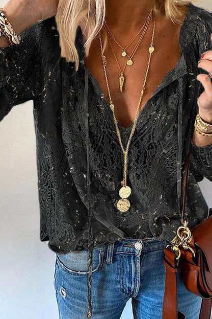 Blusas elegantes de moda con cuello en V y parches lisos (4 colores)