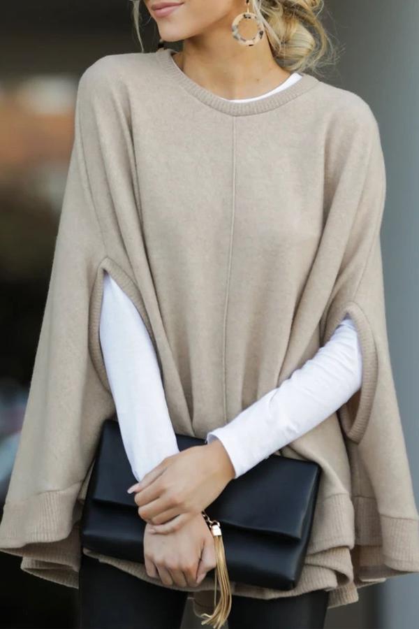 Suéteres casuales lisos con cuello redondo (5 colores)