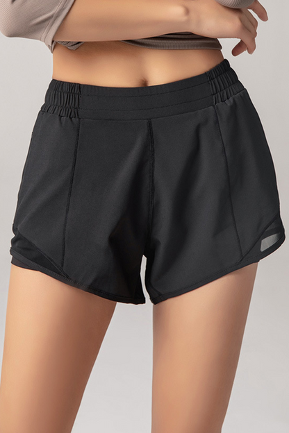 Pantalones deportivos de talle alto holgados con bolsillos y parches sólidos de color liso